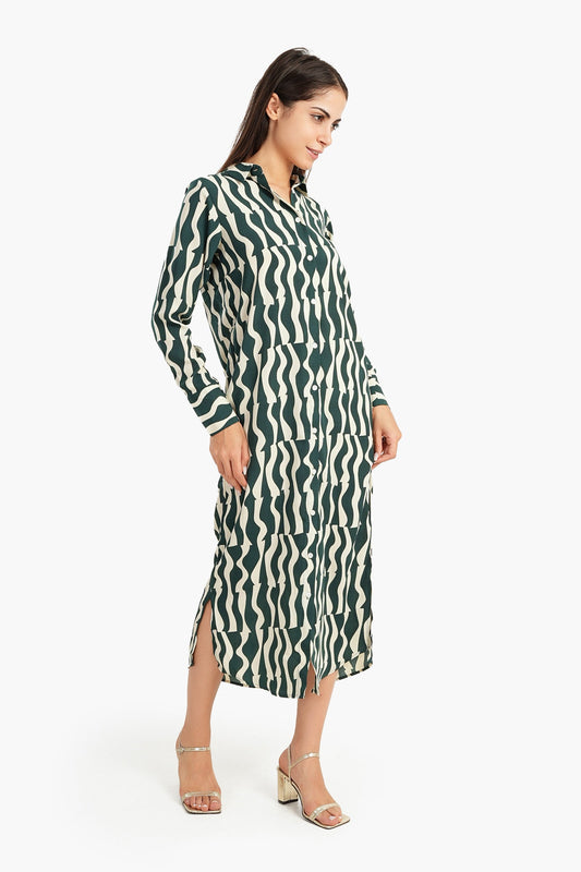 Carina Long Colored Shirt Dress