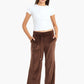 Dark Brown Velvet Wide Leg Pyjama Pants