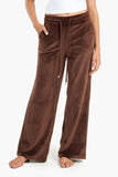 Dark Brown Velvet Wide Leg Pyjama Pants