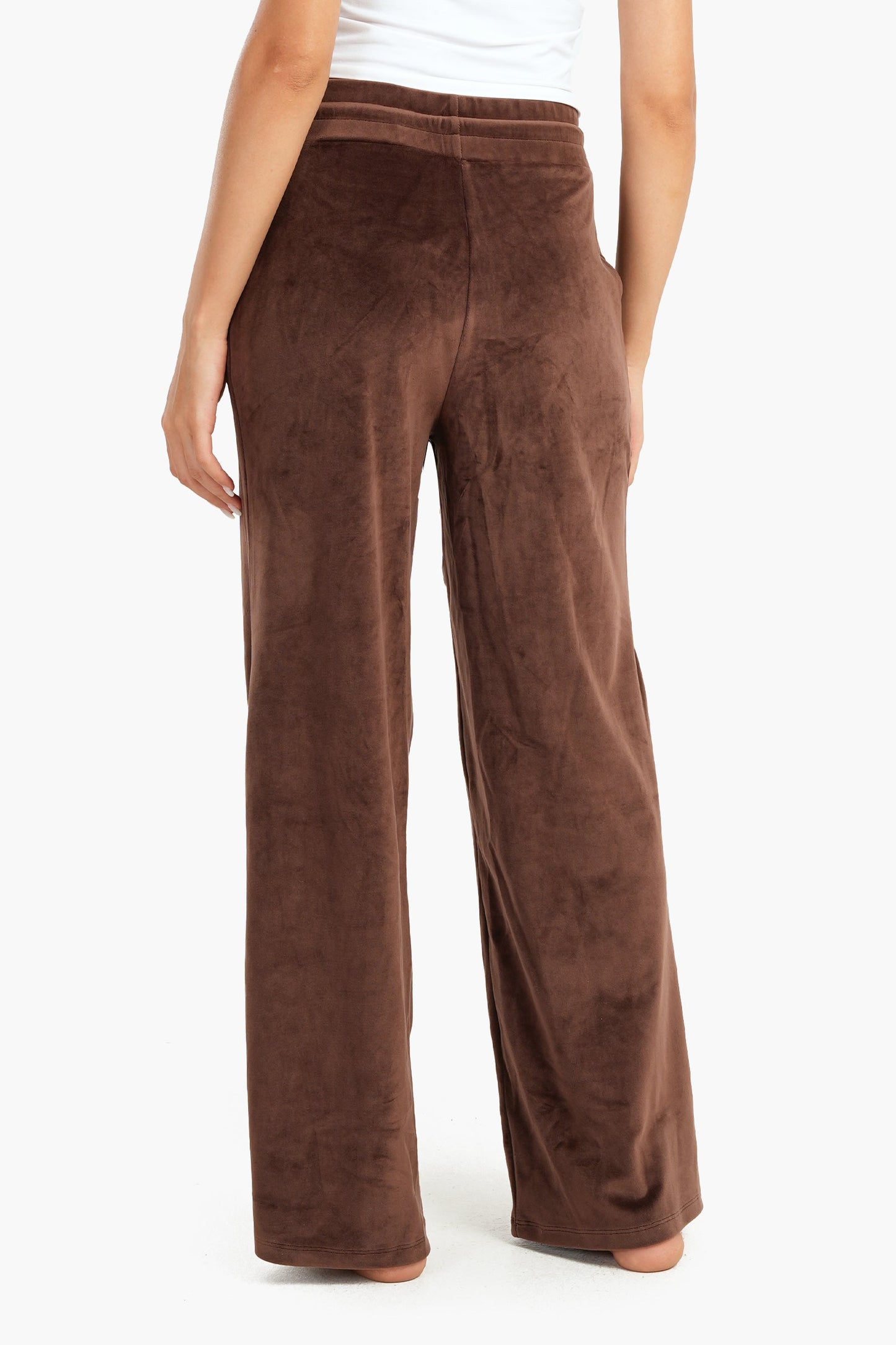 Dark Brown Velvet Wide Leg Pyjama Pants