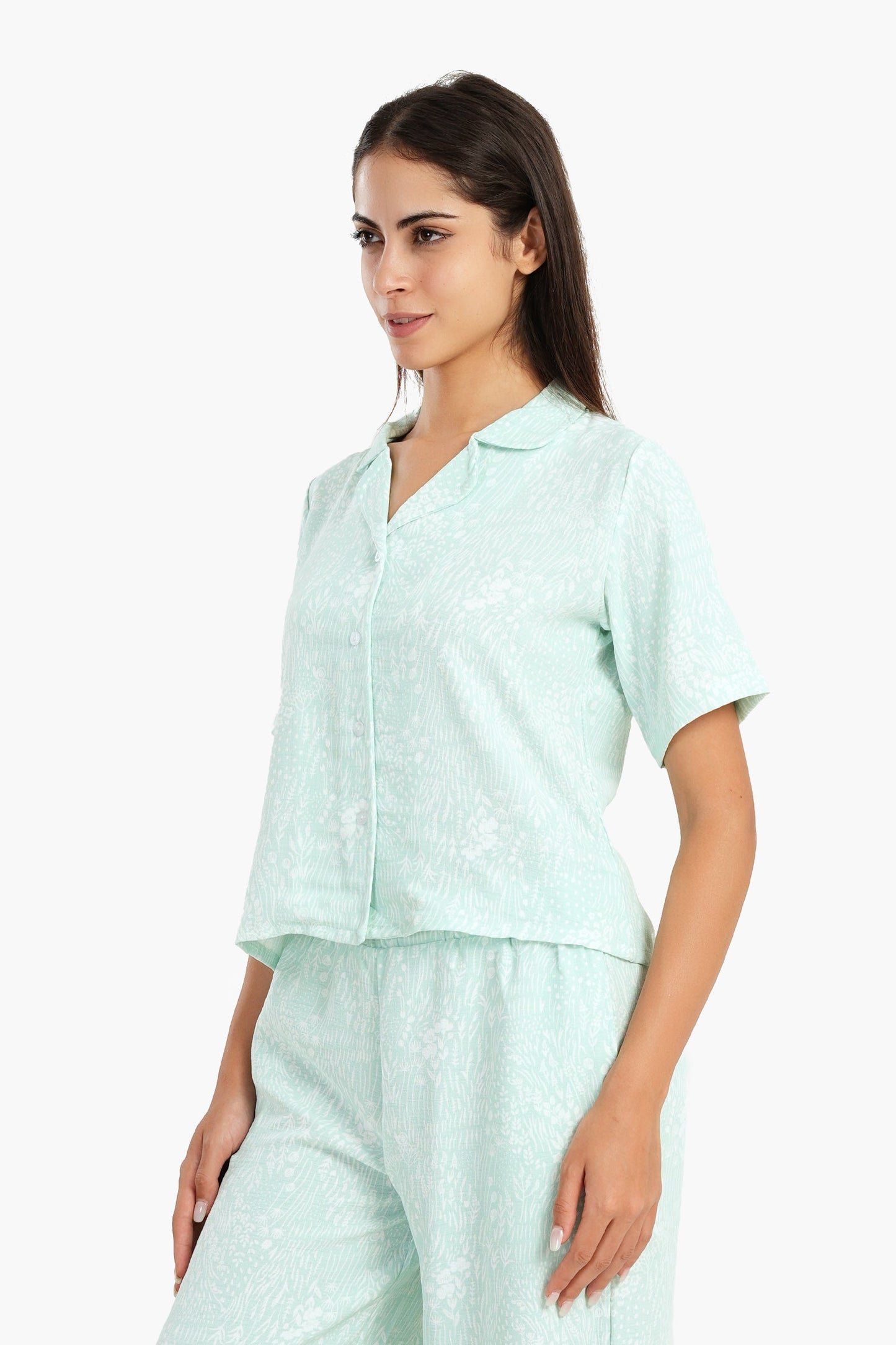 Aqua Self Pattern Pyjama Shirt Top