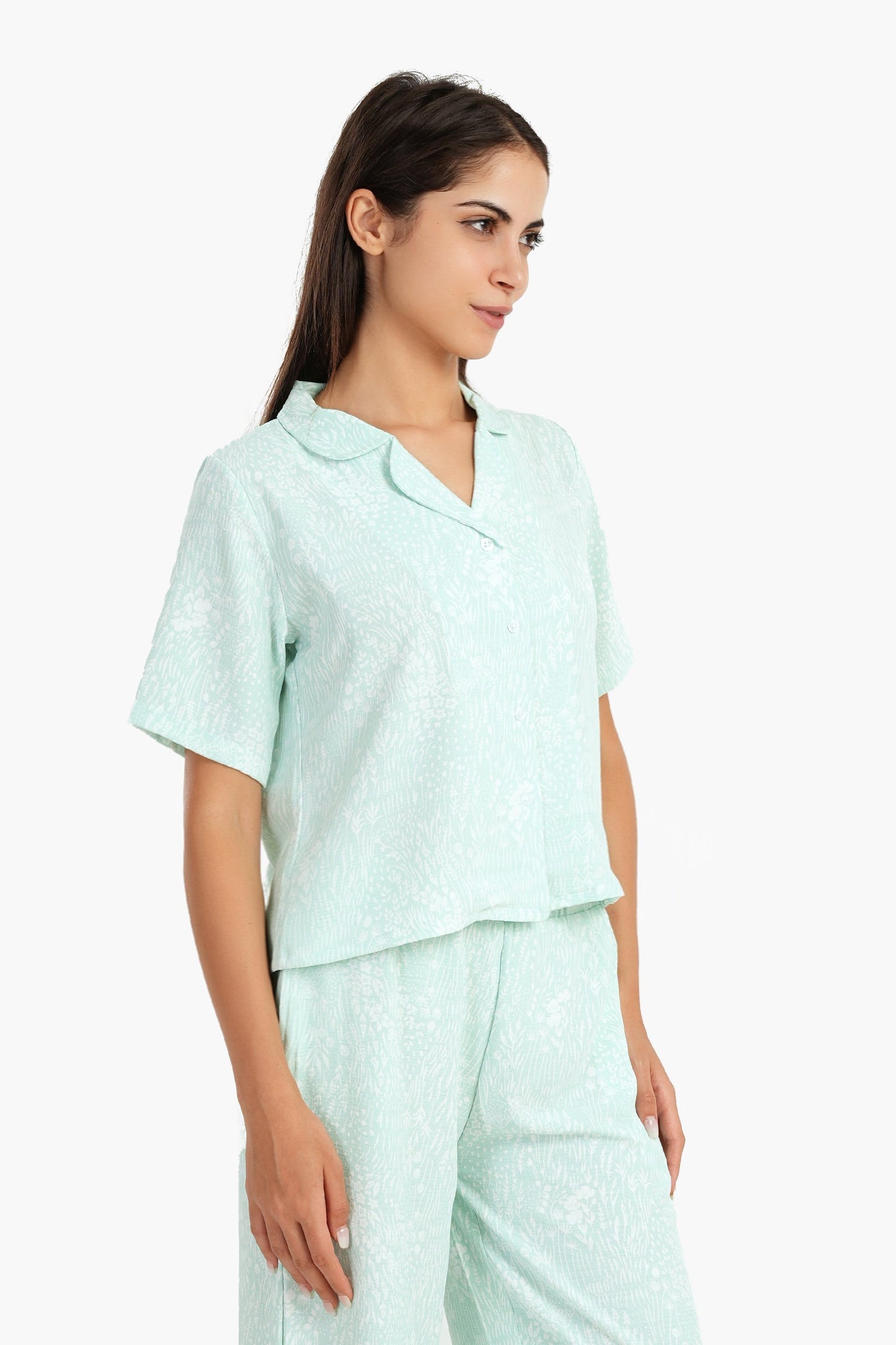 Aqua Self Pattern Pyjama Shirt Top