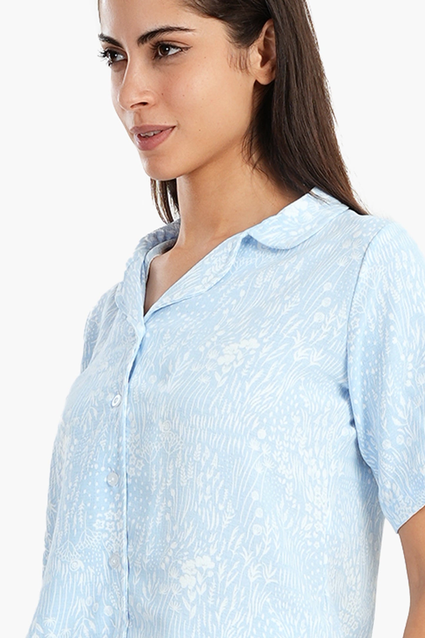 Light Blue Self Pattern Pyjama Set