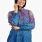 Printed Blouse with Long Puffy Sleeves