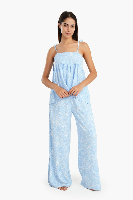 Light Blue Spaghetti Straps Pyjama Set