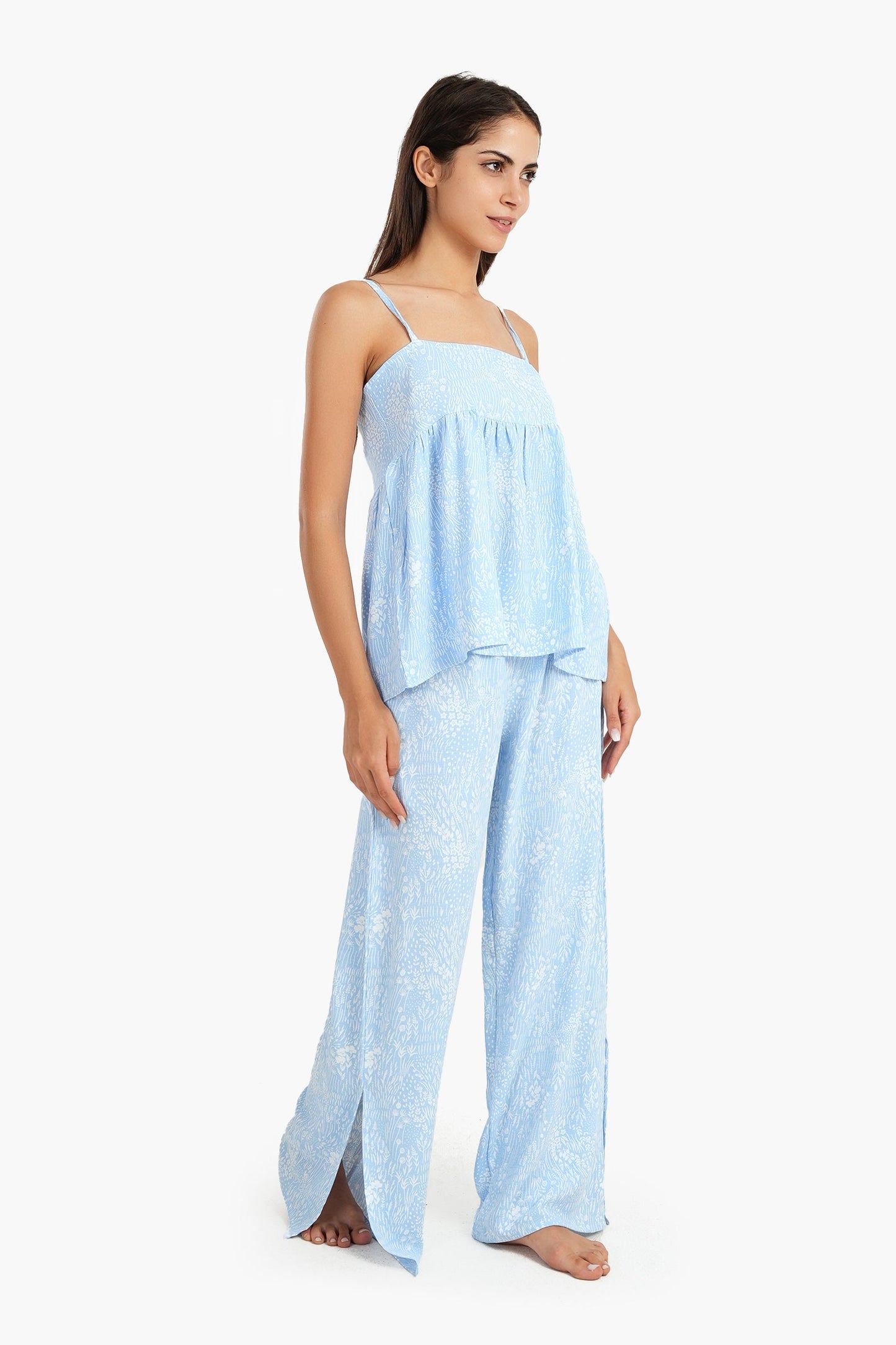 Light Blue Spaghetti Straps Pyjama Set