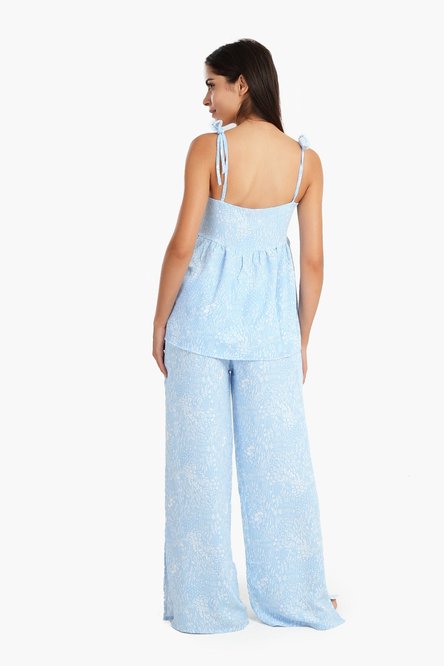 Light Blue Spaghetti Straps Pyjama Set