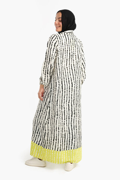 فستان قميص مطبوع من الرايون