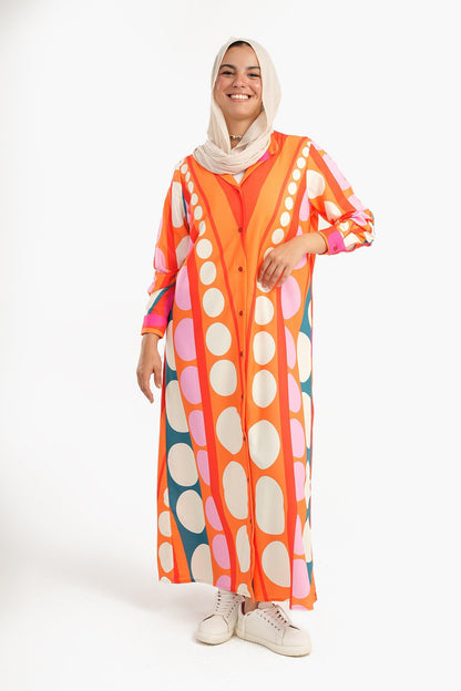 Long Sleeves Colorful Shirt Dress