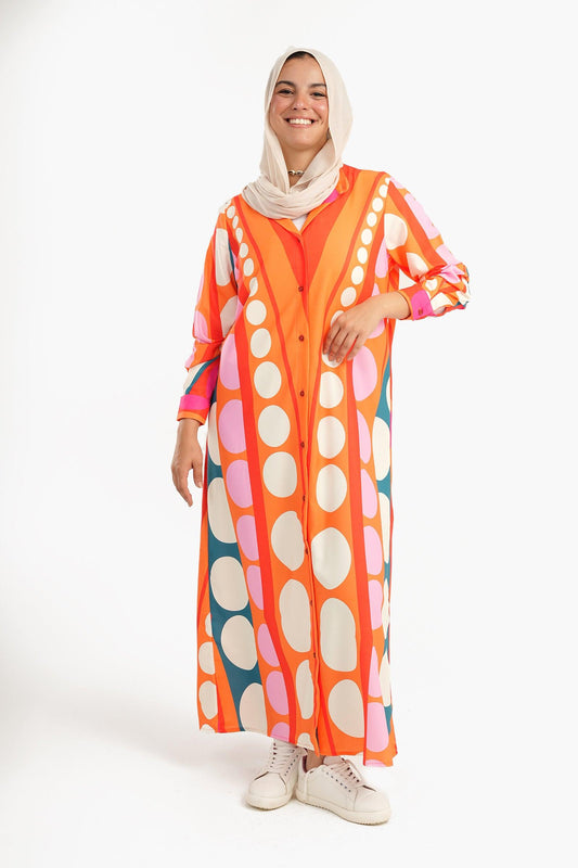 Long Sleeves Colorful Shirt Dress