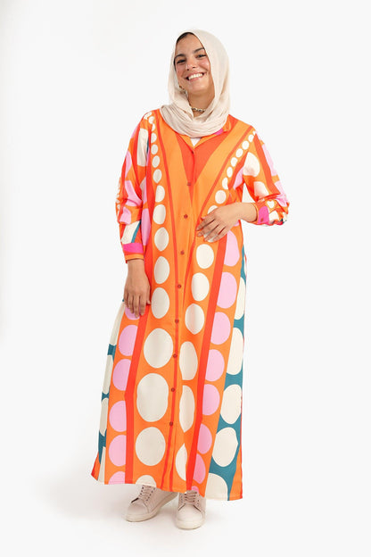 Long Sleeves Colorful Shirt Dress