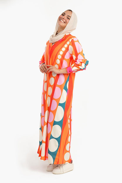 Long Sleeves Colorful Shirt Dress