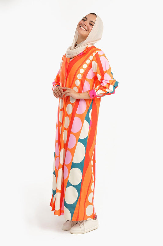 Long Sleeves Colorful Shirt Dress