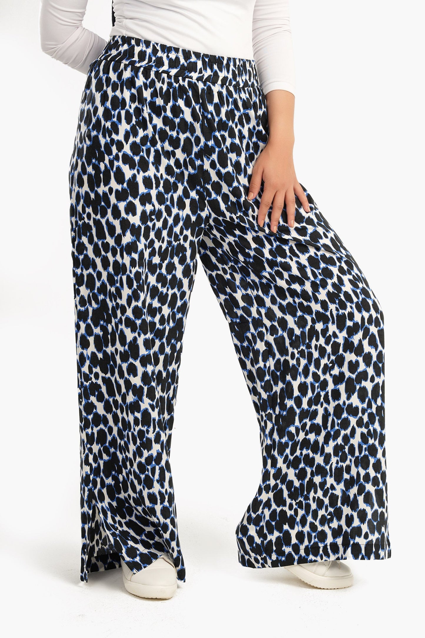 High Waist Voile Printed Pants