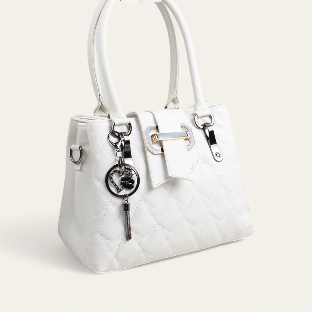 White Functional Handbag with Strap