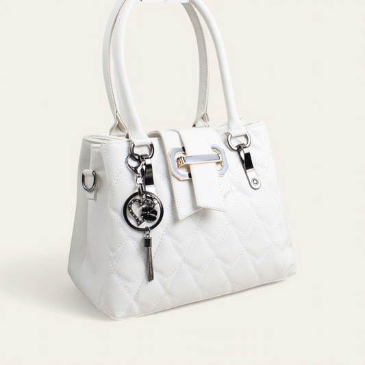 White Functional Handbag with Strap