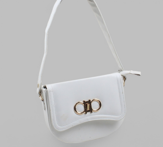 White Flap Crossbody Bag with Twist Lock