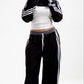 Black Set of Crop Hoodie with Top & Sweatpants