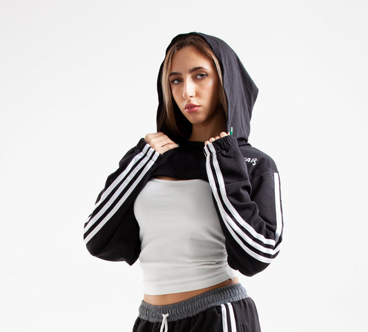 Long-Sleeve Cropped Hoodie with Cotton Crop Top