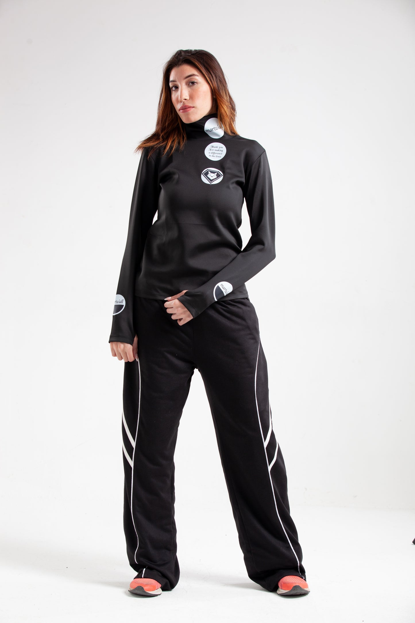 Black Active Suit of High Neck Top & Pants