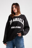 Black Los Angeles Printed Oversized Sweatshirt