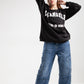 Black Los Angeles Printed Oversized Sweatshirt