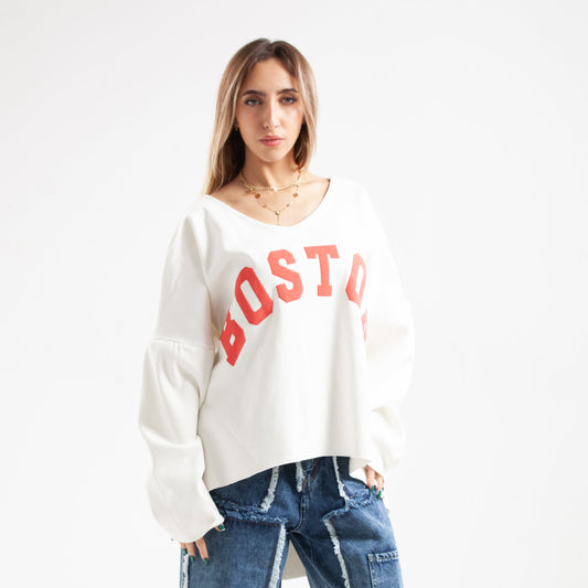 White 3D Print Oversized Sweatshirt