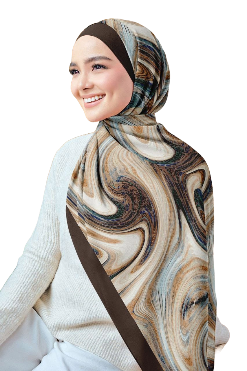 Marble Printed Chiffon Crepe Scarf