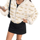 White Fluffy Fur Jacket with Zipper