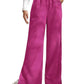 Fuchsia Side Slit Velvet Wide Leg Pants