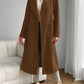 Brown Classic Wool Coat with Tie-Belt