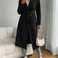 Black Classic Wool Coat with Tie-Belt