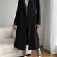 Black Classic Wool Coat with Tie-Belt