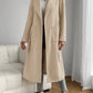 Beige Classic Wool Coat with Tie-Belt