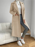 Beige Classic Wool Coat with Tie-Belt