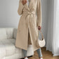 Beige Classic Wool Coat with Tie-Belt