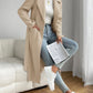 Beige Classic Wool Coat with Tie-Belt