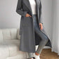 Gray Classic Wool Coat with Tie-Belt