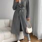 Gray Classic Wool Coat with Tie-Belt