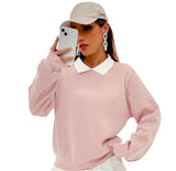 Pink Casual Plain Sweatshirt