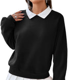 Black Casual Plain Sweatshirt