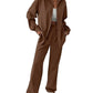 Brown Velvet Set of Shirt & Slip-on Pants