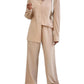 Beige Velvet Set of Shirt & Slip-on Pants