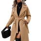 Camel Double Breasted Coat with Tie-Belt