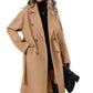 Camel Double Breasted Coat with Tie-Belt