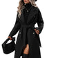 Black Double Breasted Coat with Tie-Belt