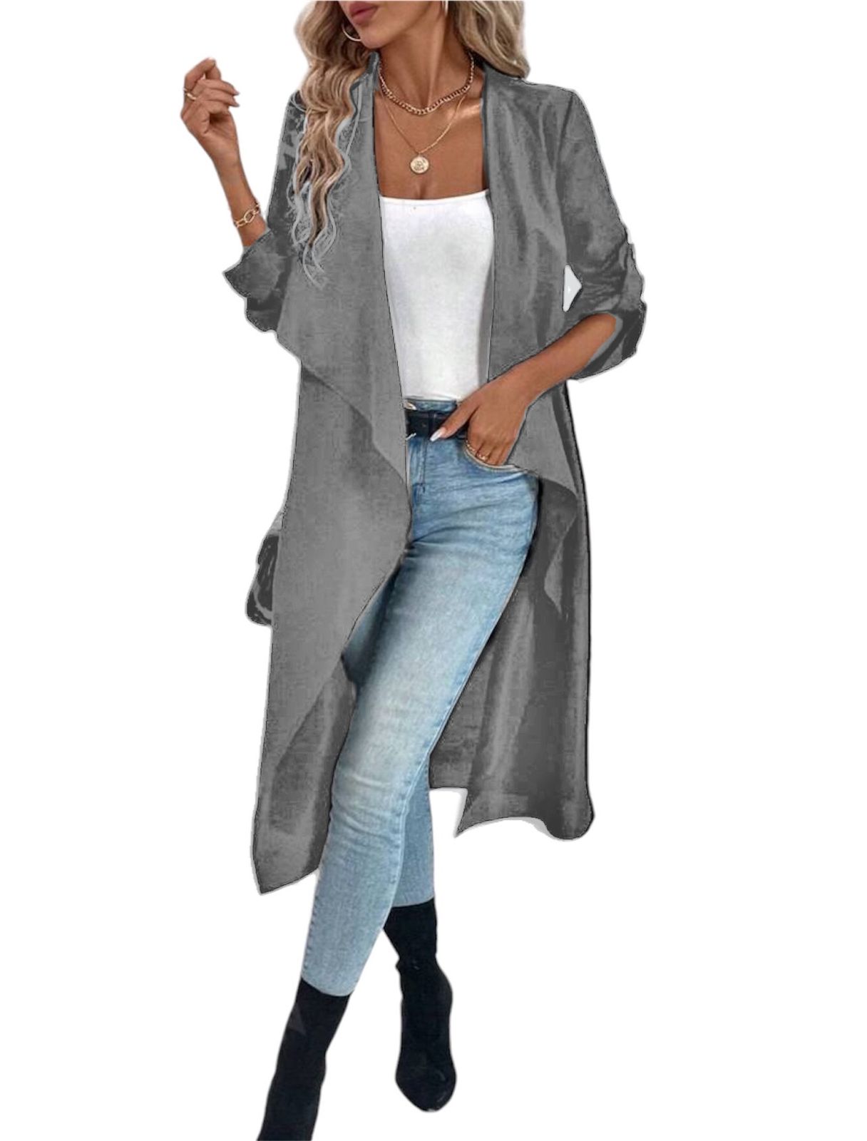 Light Grey Asymmetrical Wool Coat