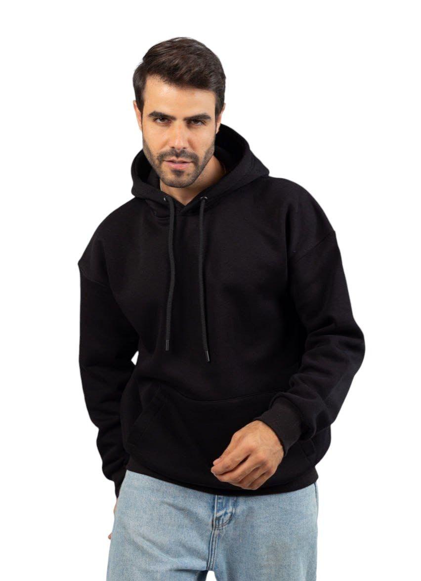 Black  Melton Oversized Hoodie