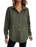 Olive Velvet Ribbed Comfort Shirt