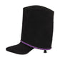 Black Suede Half Boots with Purple Beads